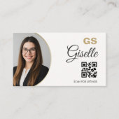 Carte De Visite Real Estate Agent Neutral Gold Photo QR Code (Devant)