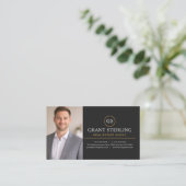Carte De Visite Real Estate Agent Photo Black Gold (Debout devant)