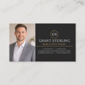 Carte De Visite Real Estate Agent Photo Black Gold (Devant)