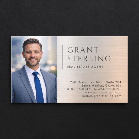 Carte De Visite Real Estate Agent Photo Metallic
