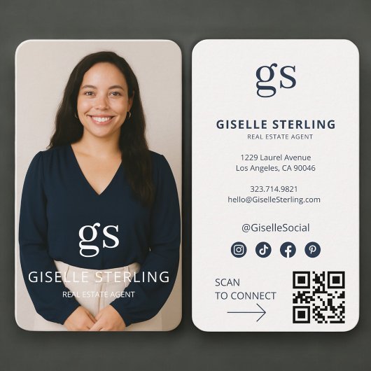 Carte De Visite Real Estate Agent Photo QR Code Professional