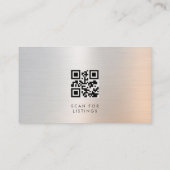 Carte De Visite Real Estate Agent QR Code Brushed Metal (Dos)