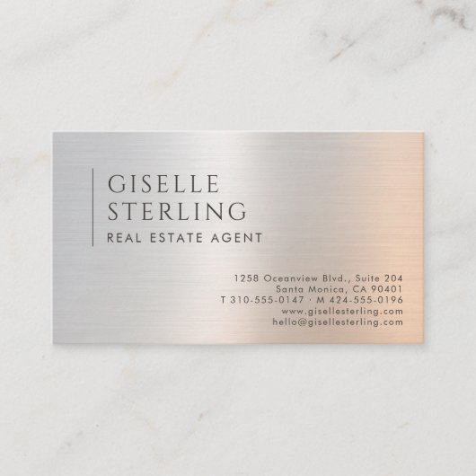 Carte De Visite Real Estate Agent QR Code Brushed Metal (Devant)