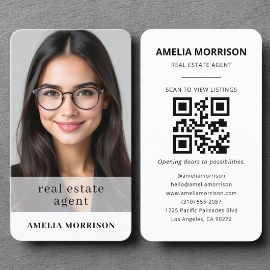 Carte De Visite Real Estate Agent QR Code Photo Professional