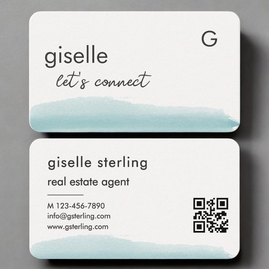 Carte De Visite Real Estate Agent Watercolor QR Code
