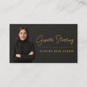 Carte De Visite Real Estate Black Stone Slate Photo (Devant)