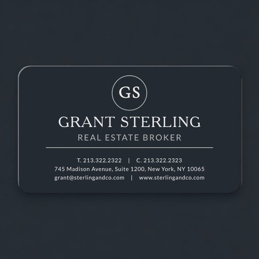 Carte De Visite Real Estate Broker Black Professional