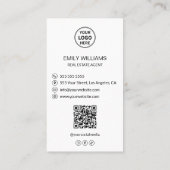 Carte De Visite Real Estate Broker Custom Logo Photo QR Code (Dos)