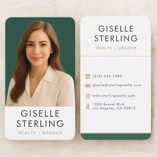 Carte De Visite Real Estate Broker Emerald Green Gold 