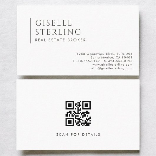 Carte De Visite Real Estate Broker Modern Professional QR Code