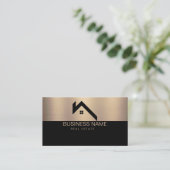 Carte De Visite Real Estate Modern House Logo Black & Gold (Debout devant)
