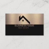 Carte De Visite Real Estate Modern House Logo Black & Gold (Devant)