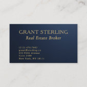 Carte De Visite Real Estate Navy Blue Gold Metallic QR Code (Devant)