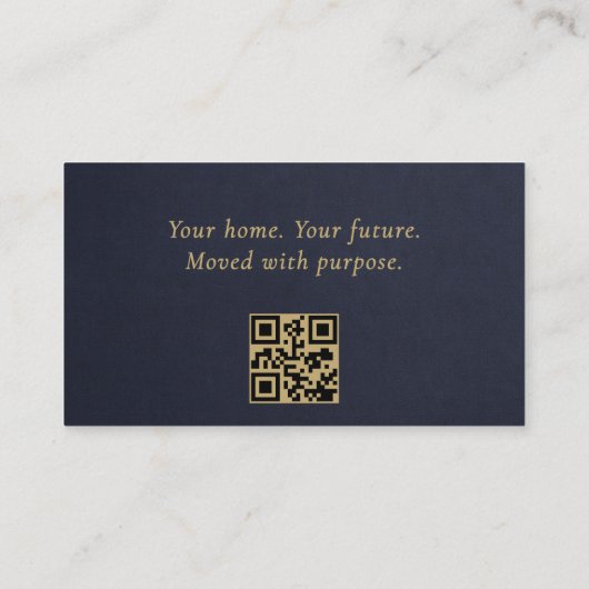 Carte De Visite Real Estate Navy Blue Gold Slate Stone QR Code  (Dos)