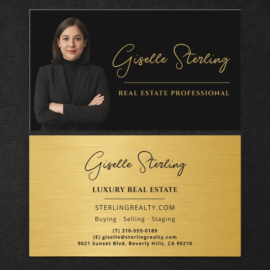 Carte De Visite Real Estate Professional Black Gold Metallic