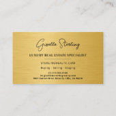 Carte De Visite Real Estate Specialist Black Gold Metallic (Dos)