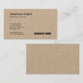 Carte De Visite Real Kraft Papier Professionnel Élégant Modèle (Devant / Derrière)