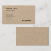 Carte De Visite Real Kraft Papier Professionnel Moderne Modèle Chi (Devant / Derrière)