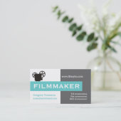 Carte De Visite réalisateur gris, blanc, aqua accrocheur (Debout devant)