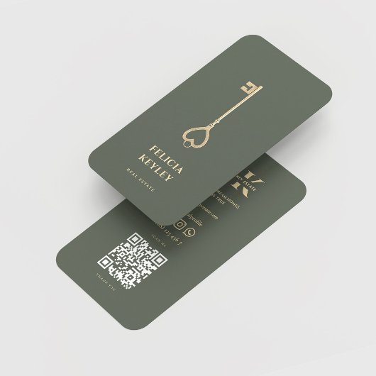 Carte De Visite Réalisateur Immobilier Monogramme Moderne Sage Ver