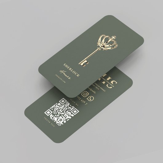 Carte De Visite Réalisateur moderne Immobilier Monogramme Sage Ver