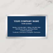 Carte De Visite Réalisateur photo de la marine Blue Silver Foil (Dos)