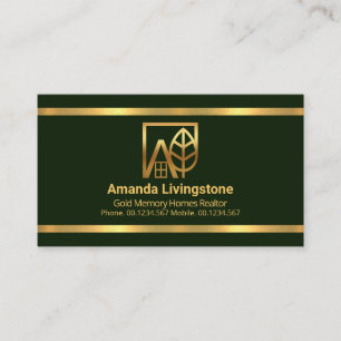 Carte De Visite Réalisateur simple Emerald Green Gold Borders