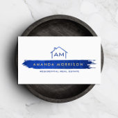 Carte De Visite Réaliseur Créatif Immobilier Maison Peinture Bleu