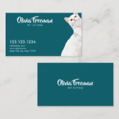 Carte De Visite Realistic Teal & White Cat Picture Pet Sitting (Devant / Derrière)