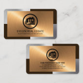 Carte De Visite Réaltor argenté élégant en bronze (Devant / Derrière)