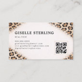 Carte De Visite Realtor Cheetah Leopard Print QR Code (Dos)