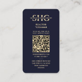 Carte De Visite Realtor Dark Navy Blue Gold House Moderne Réalité (Dos)
