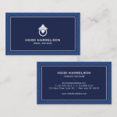 Carte De Visite Réaltor de flamme moderne, Bleu immobilier (Devant / Derrière)