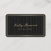 Carte De Visite Realtor Elegant Black Gold Frame moderne (Devant)
