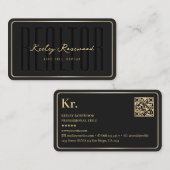 Carte De Visite Realtor Elegant Black Gold Frame moderne (Devant / Derrière)
