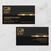 Carte De Visite Realtor Gold Building de Colonnes noir gris (Devant / Derrière)