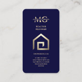 Carte De Visite Realtor Gold Key House moderne Midnight Blue (Dos)