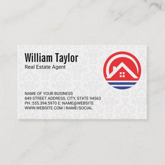 Carte De Visite Realtor House Logo Rouge Blue Design (Devant)