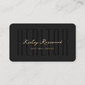 Carte De Visite Realtor Immobilier Agent Élégant Noir Moderne (Devant)