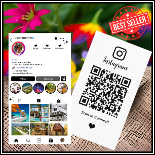 Carte De Visite Realtor Instagram Real Estate Agent Code QR blanc