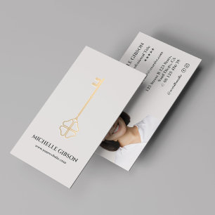 Carte De Visite Realtor Lucky Gold Key Hypothèque Sable clair