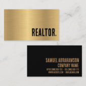Carte De Visite Realtor métallique brossé Premier Faux Gold (Devant / Derrière)