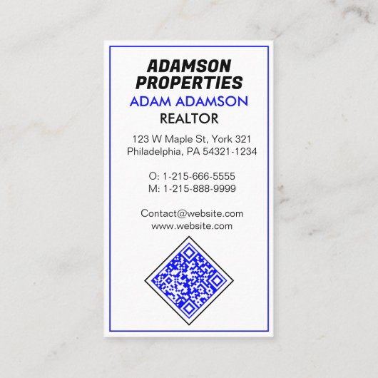 Carte De Visite Realtor Modern Real Estate Company (Make QR Code) (Dos)