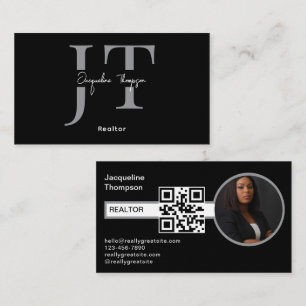 Carte De Visite Realtor Moderne Immobilier Agent Photo QR Code