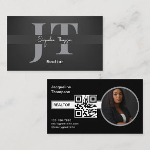 Carte De Visite Realtor Moderne Immobilier Agent Photo QR Code