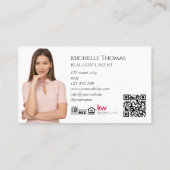Carte De Visite Realtor Moderne Immobilier Agent Photo QR Code (Dos)