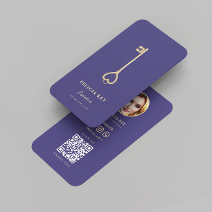 Carte De Visite Realtor Moderne Immobilier Agent Photo QR Code