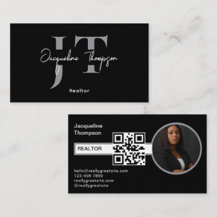 Carte De Visite Realtor Moderne Immobilier Agent Photo QR Code