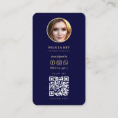 Carte De Visite Realtor moderne Midnight Blue Photo (Dos)