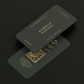 Carte De Visite Realtor Moderne Monogramme Vert foncé Simple QR